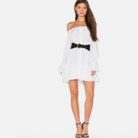 NWT BCBGMAXAZRIA Aiyana Off The Shoulder Dress In White Size Small - Picture 2 of 10